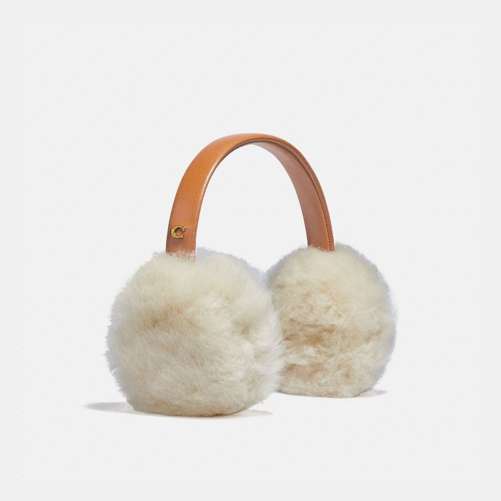Coach leather & shearling earmuffs. NWOT